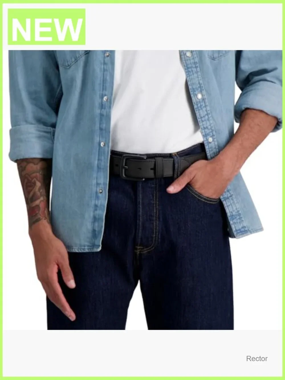 Men's Leather Belt, Classic Strap for Jeans & Everyday Wear, 1.5